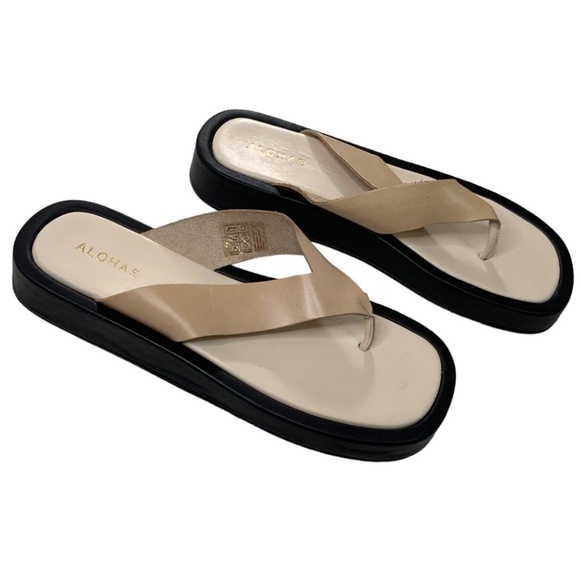 ALOHAS Genuine Leather Platform Flip-flops NWOT MADE IN SPAIN US Sz 10 - 10.5 - Picture 5 of 11